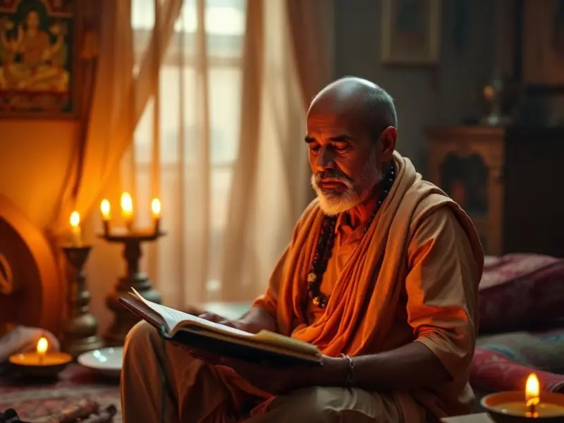 ആത്മീയ ഗ്രന്ഥം വായിക്കുന്ന ഭക്തൻ